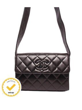 Chanel Shoulder Bag Lambskin CC Logo Gold Crossbody Quilted